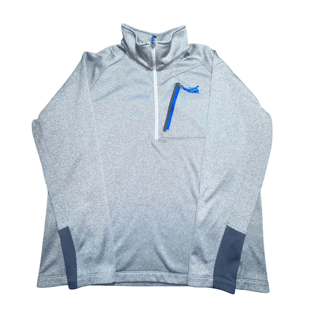 The North Face XL Quarter Zip Pullover‎ Gray Blue Pocket Performance Fleece